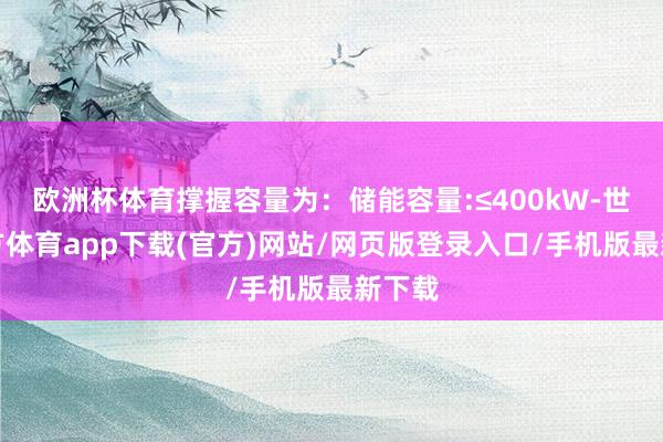 欧洲杯体育撑握容量为：储能容量:≤400kW-世博官方体育app下载(官方)网站/网页版登录入口/手机版最新下载